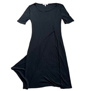 NWOT EXPRESS BLACK LONG RIBBED SHORT SLEEVE TSHIRT WITH SLIT SIZE XS